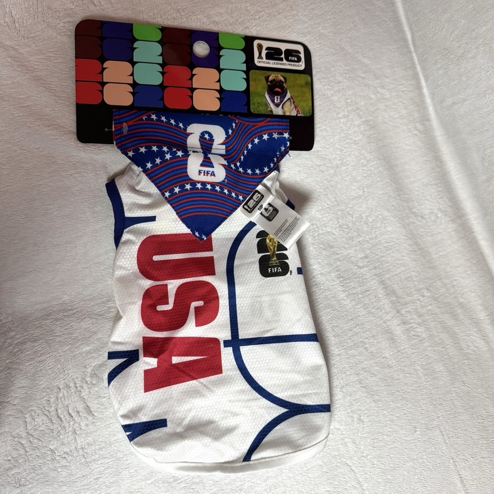 FIFA USA Dog Shirt/Bandana Official Licensed Soccer World Cup Size Small  NWT